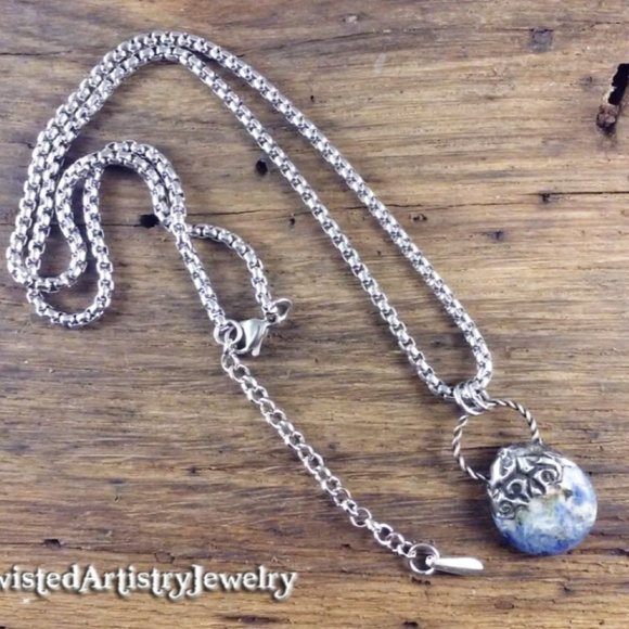 Sodalite Teardrop Pendant Necklace - Picture 5 of 6